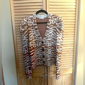 Ulla Johnson tan/white printed cardi XS